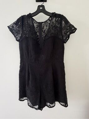 Forever 21 Black Lace V-Neck Romper